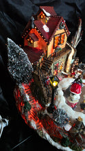 Load image into Gallery viewer, Fiber-Optic Winter Mill Scene — Animated Skaters, Waterwheel &amp; Music
