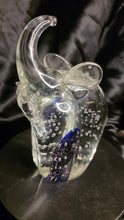 Load image into Gallery viewer, Vintage Italian Murano Art Glass Elephant Paperweight with Bullicante Bubbles - Trunk Up Figurine
