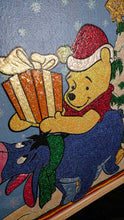 Load image into Gallery viewer, Winnie-the-Pooh &amp; Eeyore Holiday Glitter Art — Framed 17&quot; x 17&quot; Wall Piece
