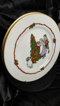 Load image into Gallery viewer, Fitz &amp; Floyd “Deck the Halls” – Set of 2 Christmas Tree Trimming Salad Plates (c. 1982, Japan, Gold Rim)
