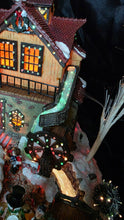 Load image into Gallery viewer, Fiber-Optic Winter Mill Scene — Animated Skaters, Waterwheel &amp; Music

