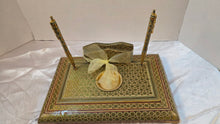 Load image into Gallery viewer, Vintage Persian Khatamkari Inlaid Wood Desk Set with Dual Pens
