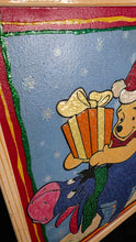Load image into Gallery viewer, Winnie-the-Pooh &amp; Eeyore Holiday Glitter Art — Framed 17&quot; x 17&quot; Wall Piece
