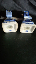 Load image into Gallery viewer, Vintage Delft Blue Windmill Salt &amp; Pepper Shakers — Hand-Painted Dutch Ceramic Miniatures
