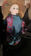 Load image into Gallery viewer, Vintage Gold Deer &amp; Co. Ltd. Porcelain Display Doll – Teal &amp; Crimson Ensemble with Golden Headdress
