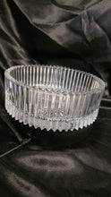 Load image into Gallery viewer, Vintage Clear Glass Ribbed Bowl with Starburst Bottom - Faceted Rim Elegance 9in x 3in
