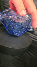 Load image into Gallery viewer, Vintage Italian Bullicante Art Glass Bowl – Mid-Century Modern, Ruffled Blue &amp; Clear Murano-Style Design
