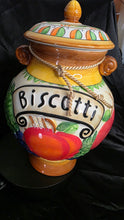 Load image into Gallery viewer, Nonni’s Biscotti Cookie Jar | Vintage Hand-Painted Ceramic Tuscan Kitchen Canister – 12” Tall
