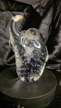 Load image into Gallery viewer, Vintage Italian Murano Art Glass Elephant Paperweight with Bullicante Bubbles - Trunk Up Figurine
