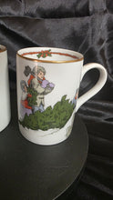 Load image into Gallery viewer, Fitz &amp; Floyd “Deck the Halls” Vintage Christmas Mugs – Early 1980s Holiday Scene – Set of 2

