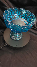 Load image into Gallery viewer, Vintage Viking Bluenique 1968 Compote Bowl - Turquoise Blue Glass Elegance
