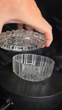 将图片加载到图库查看器，Vintage Ribbed Glass Trinket Box with Lid | Art Deco Style Pressed Glass Candy Dish or Vanity Jar
