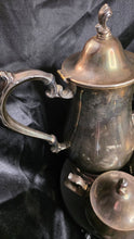 将图片加载到图库查看器，Vintage Silver-Plated Coffee &amp; Tea Service Set – Unmarked 3-Piece Collection with Ornate Handles and Timeless Patina
