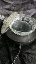 将图片加载到图库查看器，Vintage AVON Pressed Glass Covered Dish | 1970s Clear Crystal Vanity Jar or Candy Bowl with Lid
