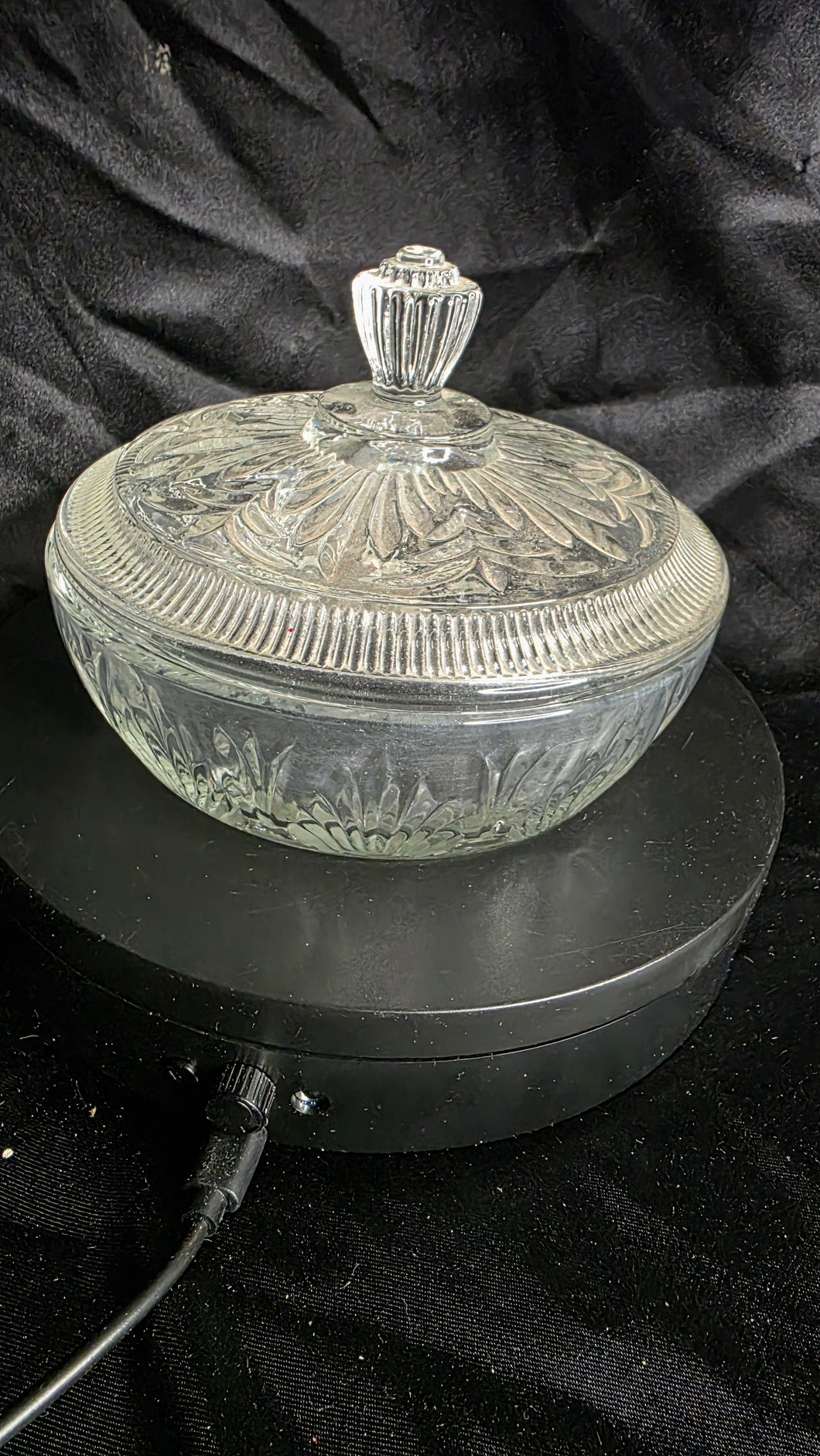 Vintage AVON Pressed Glass Covered Dish | 1970s Clear Crystal Vanity Jar or Candy Bowl with Lid
