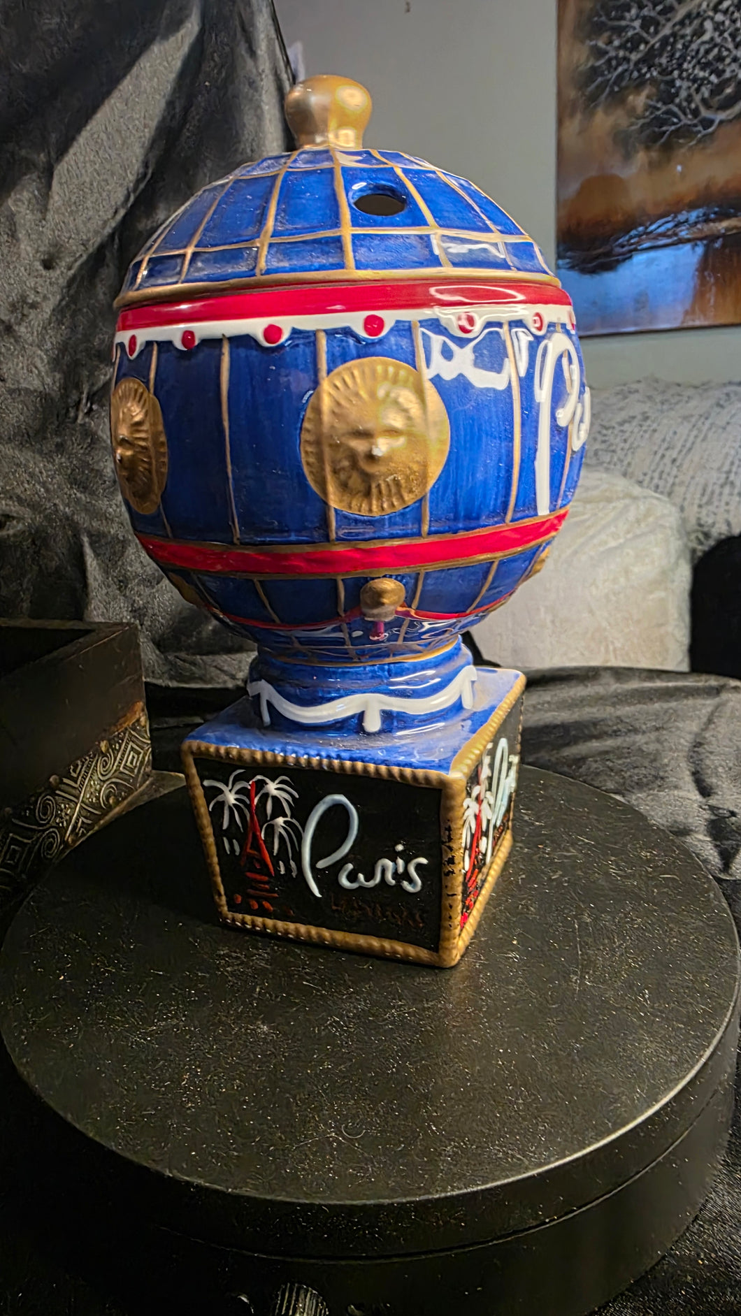Vintage Paris Las Vegas Hotel Hot Air Balloon Souvenir Ceramic Collectible Drink Cup with Lid by Progressive Specialty Glass Co.