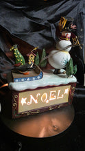 Load image into Gallery viewer, Vintage Lighted Snowman Skiing with Penguin Holiday Figurine - Illuminated &quot;NOEL&quot; Christmas Scene
