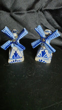 Load image into Gallery viewer, Vintage Delft Blue Windmill Salt &amp; Pepper Shakers — Hand-Painted Dutch Ceramic Miniatures
