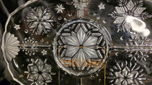 Load image into Gallery viewer, Vintage Snowflake Divided Glass Serving Tray - Elegant Winter Design
