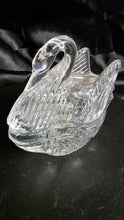 Load image into Gallery viewer, Vintage Lead Crystal Swan Trinket Box - Elegant Clear Glass with Etched Wings Made in Taiwan
