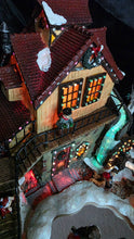 Load image into Gallery viewer, Fiber-Optic Winter Mill Scene — Animated Skaters, Waterwheel &amp; Music
