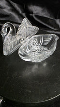 Load image into Gallery viewer, Vintage Lead Crystal Swan Trinket Box - Elegant Clear Glass with Etched Wings Made in Taiwan
