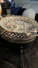 Load image into Gallery viewer, Mid-Century Modern Divided Relish Dish &amp; Silver Carrier | Vintage Glass Serving Tray | MCM Textured Appetizer Nut Candy Condiment Bowl
