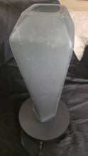 将图片加载到图库查看器，Frosted Obelisk Glass Vase – Modern Geometric Art Decor in Fog Gray (14”)
