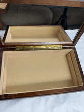 Load image into Gallery viewer, Vintage Wooden Jewelry Box with Mirror Lid &amp; Removable Organizer Tray
