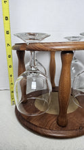 Load image into Gallery viewer, Vintage Dolphin Genuine Teak Wine Caddy with 4 Wine Glasses
