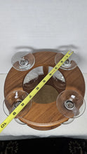 Load image into Gallery viewer, Vintage Dolphin Genuine Teak Wine Caddy with 4 Wine Glasses

