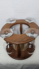 Load image into Gallery viewer, Vintage Dolphin Genuine Teak Wine Caddy with 4 Wine Glasses

