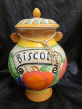 Cargar imagen en el visor de la galería, Ceramic Biscotti Jar Handmade For Nonnis Good condition, no cracks or chips Size 12&quot; tall
