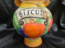 Load image into Gallery viewer, Ceramic Biscotti Jar Handmade For Nonnis Good condition, no cracks or chips Size 12&quot; tall
