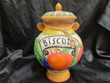 Load image into Gallery viewer, Ceramic Biscotti Jar Handmade For Nonnis Good condition, no cracks or chips Size 12&quot; tall
