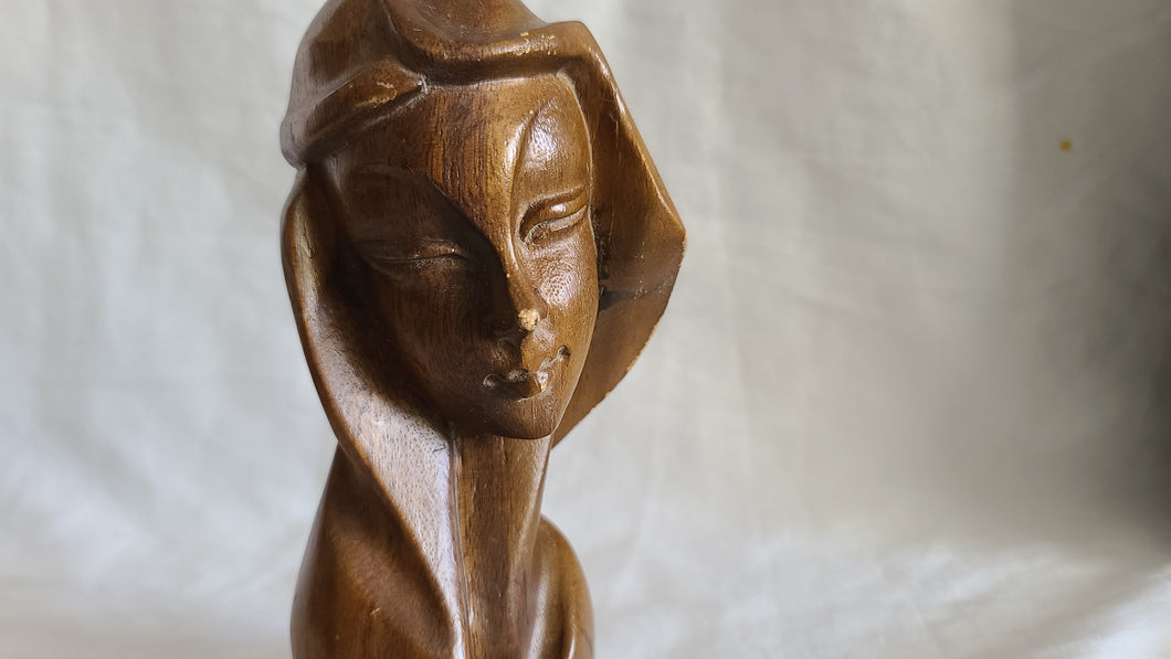 Virgin Mother Mary Wood Sculpture Figurine