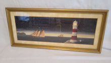Load image into Gallery viewer, Lighthouse Sailboat Ocean Framed Print 21&quot; x 9.5&quot;
