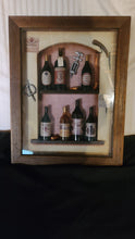 将图片加载到图库查看器，Vintage Wine Bottle Display in Shadowbox Frame 15in x 13in
