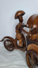 Charger l&#39;image dans la galerie, Handmade Wood Carved Asian Tuk Tuk Sculpture
