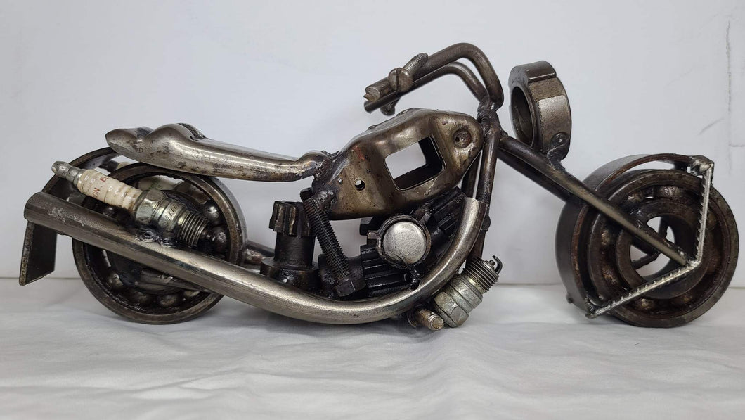 Welded Metal Motorcycle Sculpture