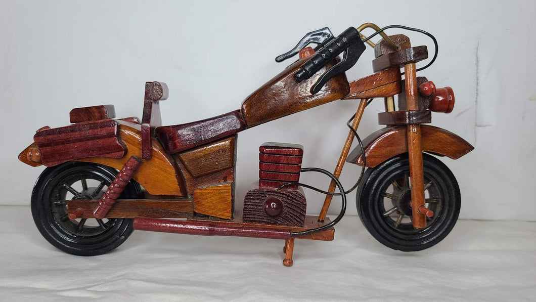 Vintage Handmade Wooden Motorcycle Collectible