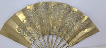 गैलरी व्यूवर में इमेज लोड करें, Solid Brass Vintage Mid Century Etched Oriental Fan
